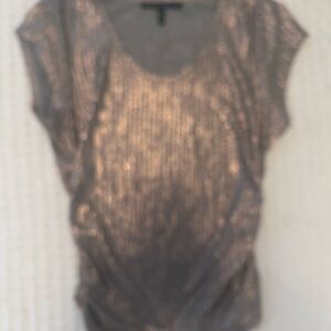 White House Black Market Metallic Gold Blouse